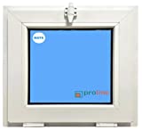 (V08M) Ventana PVC 600X500 bisagra blanca (Slam) vidrio esmerilado