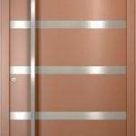 Puerta de entrada de aluminio marrón